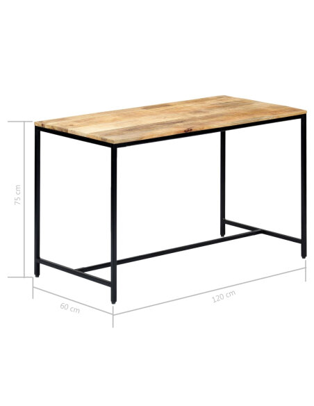 Table à manger Style Industriel en bois de manguier massif brut 120 x 60 x 75 cm {attributes} Table à manger Style Industriel en bois de manguier massif brut 120 x 60 x 75 cm {attributes}