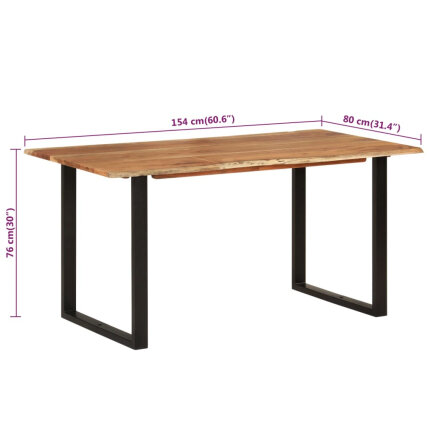 Table salle à manger Style Industriel en bois d'acacia 154 x 80 x 76 cm {attributes}