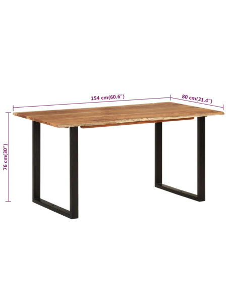 Table salle à manger Style Industriel en bois d'acacia 154 x 80 x 76 cm {attributes} Table salle à manger Style Industriel en bois d'acacia 154 x 80 x 76 cm {attributes}