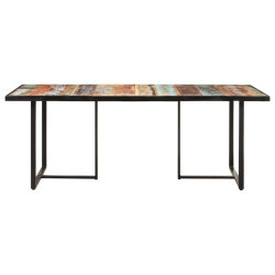 Table salle à manger Style Industriel en bois de récupération massif 200 x 100 x 76 cm {attributes} 2