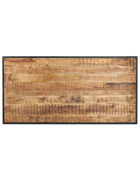 Table salle à manger Style Industriel en bois de manguier brut 140 x 70 x 76 cm {attributes} Table salle à manger Style Industriel en bois de manguier brut 140 x 70 x 76 cm {attributes}