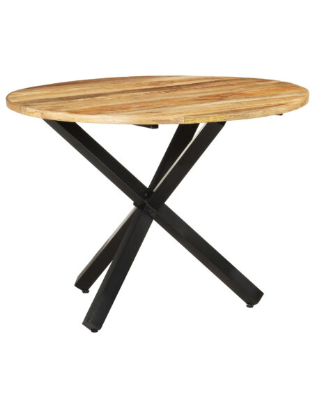 Table à manger Style Industriel ronde en bois de manguier brut Ø 100 x 75 cm {attributes} Table à manger Style Industriel ronde en bois de manguier brut Ø 100 x 75 cm {attributes}