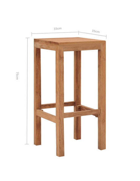 Tabourets de bar Bohème / Nature en lot de 2 en bois massif de teck Brun  {attributes} Tabourets de bar Bohème / Nature en lot de 2 en bois massif de teck Brun  {attributes}