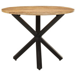 Table à manger Style Industriel ronde en bois de manguier brut Ø 100 x 75 cm {attributes} 2