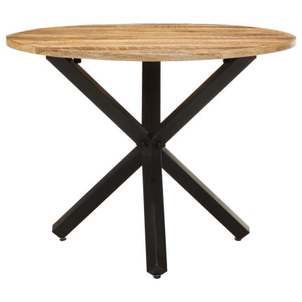 Table à manger Style Industriel ronde en bois de manguier brut Ø 100 x 75 cm {attributes}