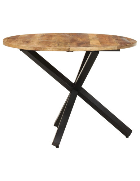 Table à manger Style Industriel ronde en bois de manguier brut Ø 100 x 75 cm {attributes} Table à manger Style Industriel ronde en bois de manguier brut Ø 100 x 75 cm {attributes}