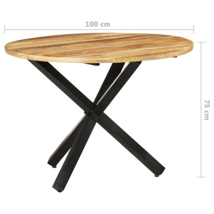 Table à manger Style Industriel ronde en bois de manguier brut Ø 100 x 75 cm {attributes}