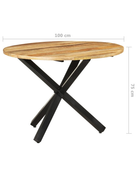 Table à manger Style Industriel ronde en bois de manguier brut Ø 100 x 75 cm {attributes} Table à manger Style Industriel ronde en bois de manguier brut Ø 100 x 75 cm {attributes}