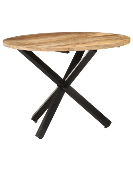 Table à manger Style Industriel ronde en bois de manguier brut Ø 100 x 75 cm {attributes} Table à manger Style Industriel ronde en bois de manguier brut Ø 100 x 75 cm {attributes}