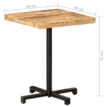 Table de bistro Style Industriel carrée en bois de manguier brut 60 x 60 x 75 cm {attributes}
