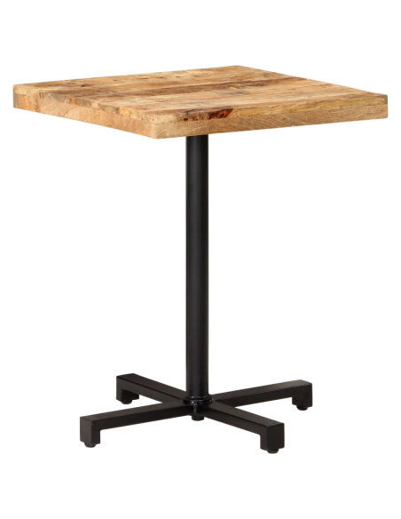 Table de bistro Style Industriel carrée en bois de manguier brut 60 x 60 x 75 cm {attributes} Table de bistro Style Industriel carrée en bois de manguier brut 60 x 60 x 75 cm {attributes}