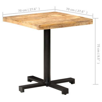 Table de bistro Style Industriel carrée en bois de manguier brut 70 x 70 x 75 cm {attributes}
