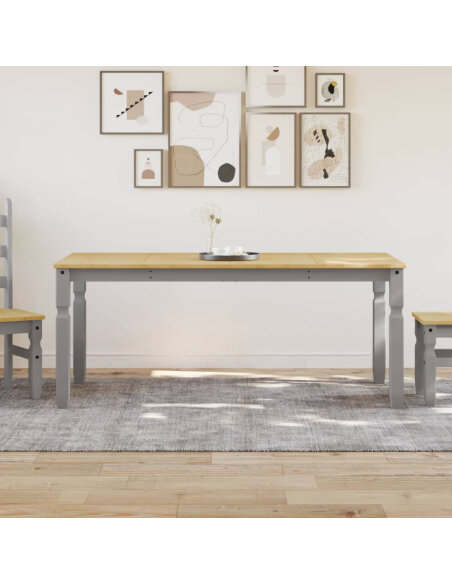 Table à manger style Campagne en bois de pin massif Gris 112x60x75 cm {attributes} Table à manger style Campagne en bois de pin massif Gris 112x60x75 cm {attributes}