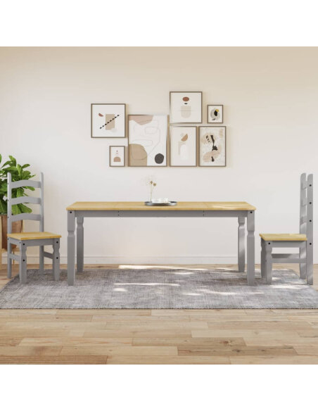 Table à manger style Campagne en bois de pin massif Gris 112x60x75 cm {attributes} Table à manger style Campagne en bois de pin massif Gris 112x60x75 cm {attributes}