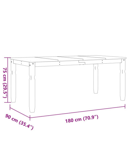 Table à manger style Campagne en bois de pin massif Gris 112x60x75 cm {attributes} Table à manger style Campagne en bois de pin massif Gris 112x60x75 cm {attributes}