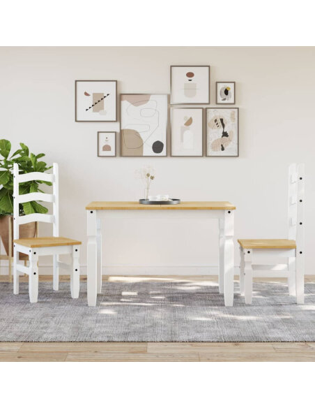Table à manger style Campagne en bois de pin massif Blanc 112x60x75 cm {attributes} Table à manger style Campagne en bois de pin massif Blanc 112x60x75 cm {attributes}