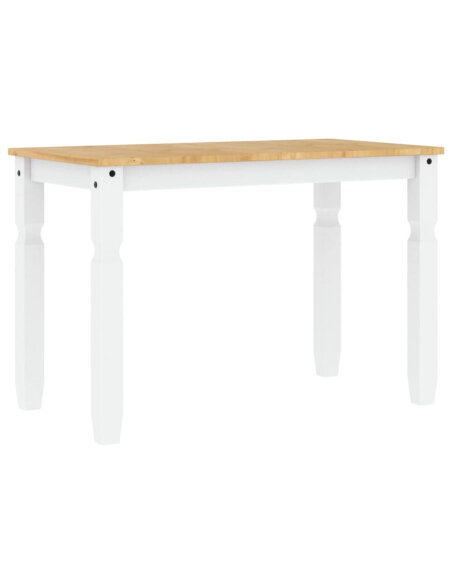 Table à manger style Campagne en bois de pin massif Blanc 112x60x75 cm {attributes} Table à manger style Campagne en bois de pin massif Blanc 112x60x75 cm {attributes}
