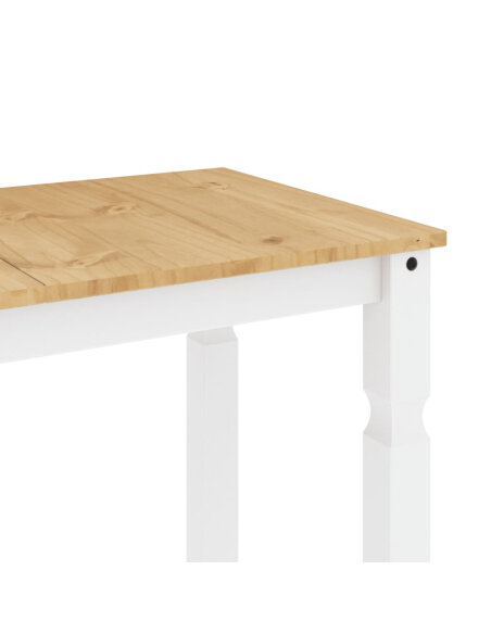 Table à manger style Campagne en bois de pin massif Blanc 112x60x75 cm {attributes} Table à manger style Campagne en bois de pin massif Blanc 112x60x75 cm {attributes}