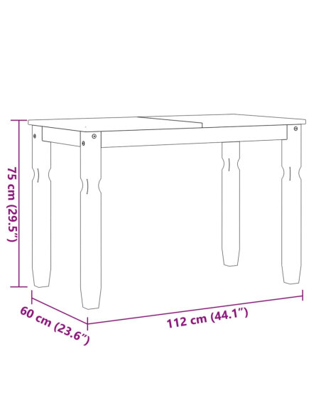 Table à manger style Campagne en bois de pin massif Blanc 112x60x75 cm {attributes} Table à manger style Campagne en bois de pin massif Blanc 112x60x75 cm {attributes}