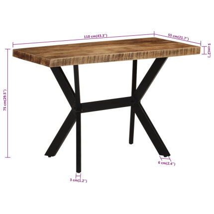 Table à manger Style Industriel en bois de manguier massif 110 x 55 x 75 cm {attributes}