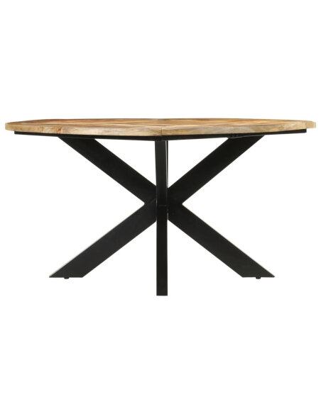 Table à manger Style Industriel en bois de manguier massif brut Ø150x76 cm {attributes} Table à manger Style Industriel en bois de manguier massif brut Ø150x76 cm {attributes}