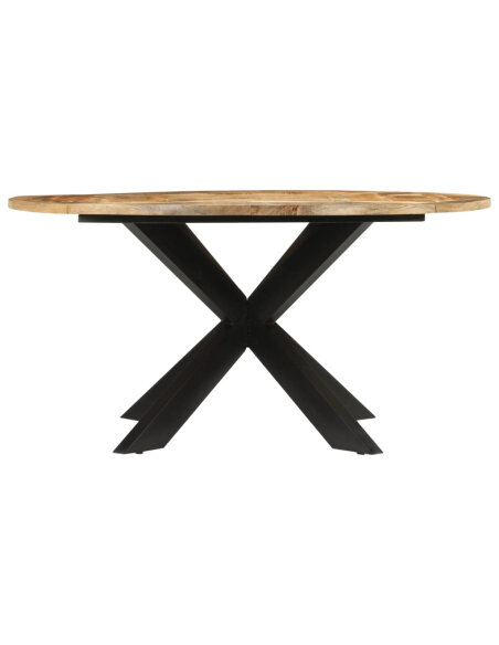 Table à manger Style Industriel en bois de manguier massif brut Ø150x76 cm {attributes} Table à manger Style Industriel en bois de manguier massif brut Ø150x76 cm {attributes}