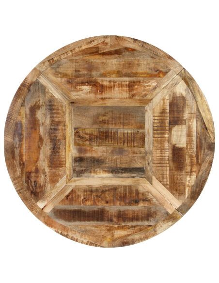 Table à manger Style Industriel en bois de manguier massif brut Ø150x76 cm {attributes} Table à manger Style Industriel en bois de manguier massif brut Ø150x76 cm {attributes}