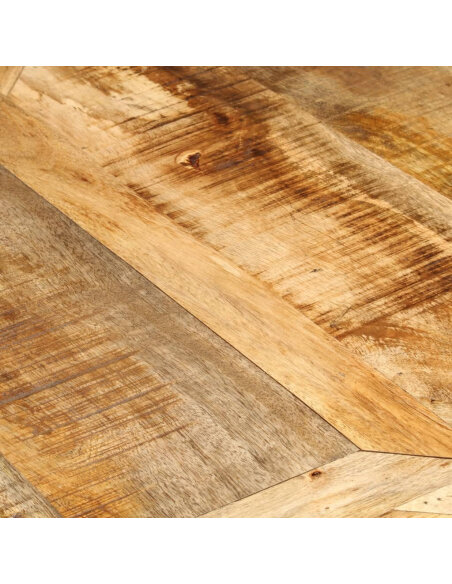 Table à manger Style Industriel en bois de manguier massif brut Ø150x76 cm {attributes} Table à manger Style Industriel en bois de manguier massif brut Ø150x76 cm {attributes}