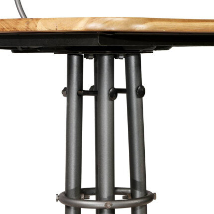 Chaise de bar industrielle en lot de 2 en bois massif de teck de récupération Brun  {attributes}