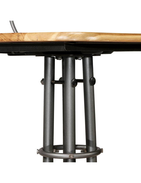 Chaise de bar industrielle en lot de 2 en bois massif de teck de récupération Brun  {attributes}