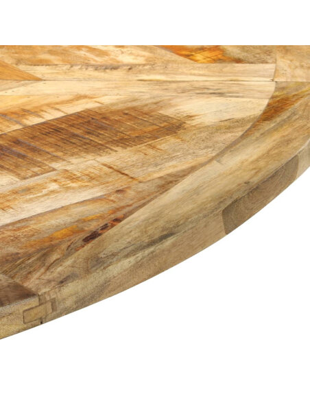 Table à manger Style Industriel en bois de manguier massif brut Ø150x76 cm {attributes} Table à manger Style Industriel en bois de manguier massif brut Ø150x76 cm {attributes}
