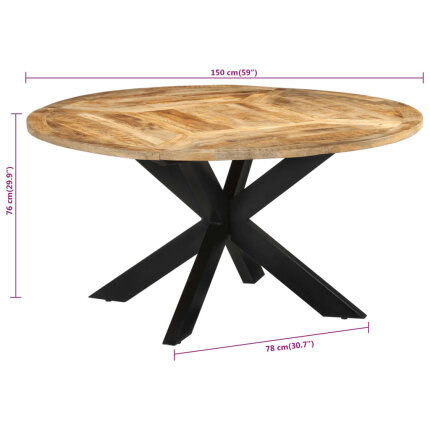 Table à manger Style Industriel en bois de manguier massif brut Ø150x76 cm {attributes}