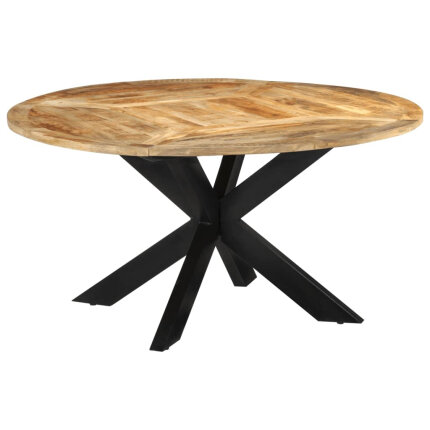 Table à manger Style Industriel en bois de manguier massif brut Ø150x76 cm {attributes}