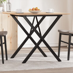 Table à manger Style Industriel cadre en X en bois de pin massif & fonte 80 x 80 x 75 cm {attributes} 2