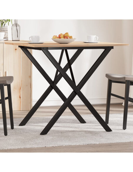 Table à manger Style Industriel cadre en X en bois de pin massif & fonte 80 x 80 x 75 cm {attributes} Table à manger Style Industriel cadre en X en bois de pin massif & fonte 80 x 80 x 75 cm {attributes}