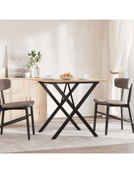 Table à manger Style Industriel cadre en X en bois de pin massif & fonte 80 x 80 x 75 cm {attributes} Table à manger Style Industriel cadre en X en bois de pin massif & fonte 80 x 80 x 75 cm {attributes}