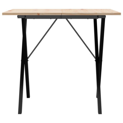 Table à manger Style Industriel cadre en X en bois de pin massif & fonte 80 x 80 x 75 cm {attributes}