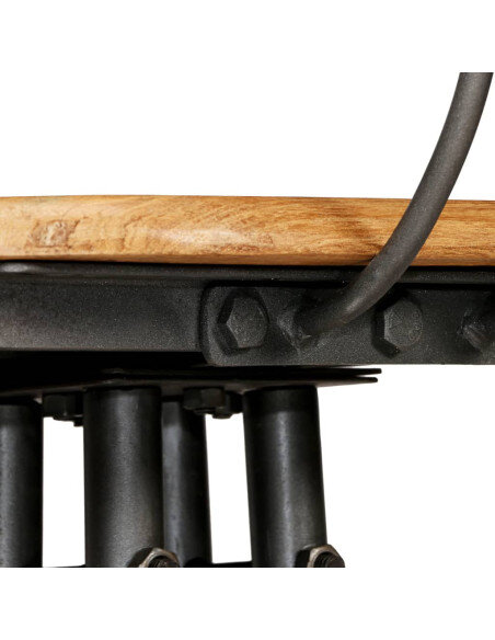 Chaise de bar industrielle en lot de 2 en bois massif de teck de récupération Brun  {attributes}