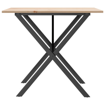 Table à manger Style Industriel cadre en X en bois de pin massif & fonte 80 x 80 x 75 cm {attributes}