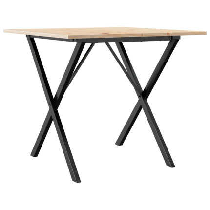 Table à manger Style Industriel cadre en X en bois de pin massif & fonte 80 x 80 x 75 cm {attributes}