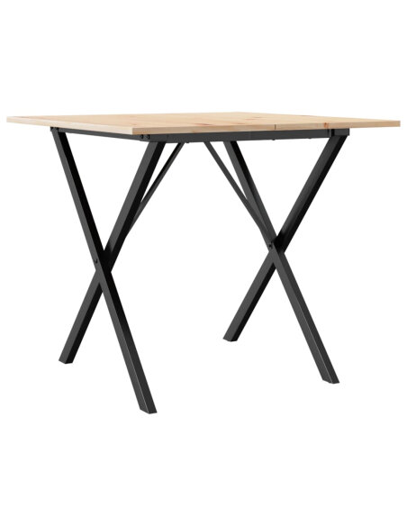 Table à manger Style Industriel cadre en X en bois de pin massif & fonte 80 x 80 x 75 cm {attributes} Table à manger Style Industriel cadre en X en bois de pin massif & fonte 80 x 80 x 75 cm {attributes}