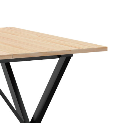 Table à manger Style Industriel cadre en X en bois de pin massif & fonte 80 x 80 x 75 cm {attributes}