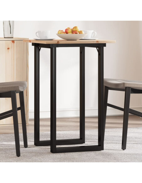 Table à manger Style Industriel cadre en O en bois de pin massif & fonte 50 x 50 x 75 cm {attributes}