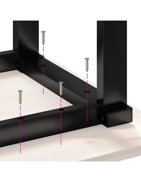 Table à manger Style Industriel cadre en O en bois de pin massif & fonte 50 x 50 x 75 cm {attributes}