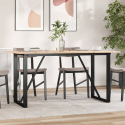 Table à manger Style Industriel cadre en O en bois de pin massif & fonte 140 x 80 x 75 cm {attributes} 2