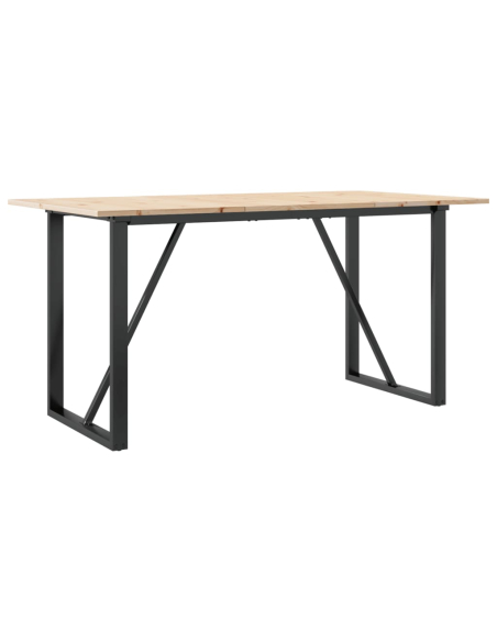Table à manger Style Industriel cadre en O en bois de pin massif & fonte 140 x 80 x 75 cm {attributes}
