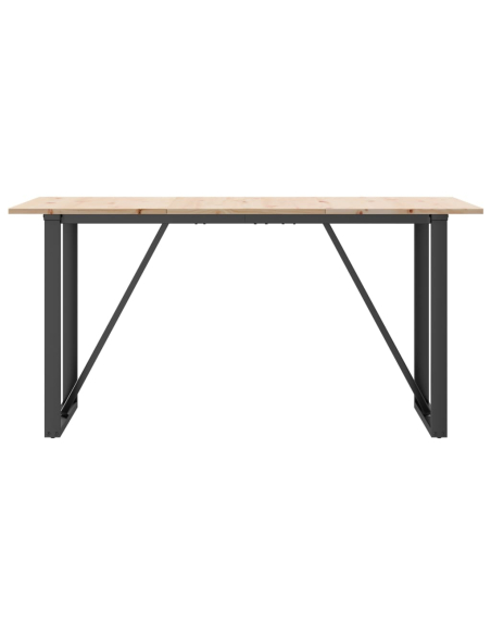 Table à manger Style Industriel cadre en O en bois de pin massif & fonte 140 x 80 x 75 cm {attributes}