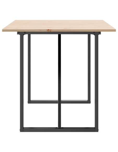 Table à manger Style Industriel cadre en O en bois de pin massif & fonte 140 x 80 x 75 cm {attributes}