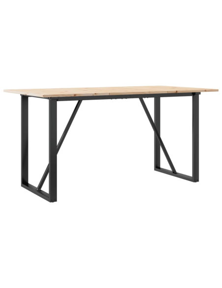 Table à manger Style Industriel cadre en O en bois de pin massif & fonte 140 x 80 x 75 cm {attributes}