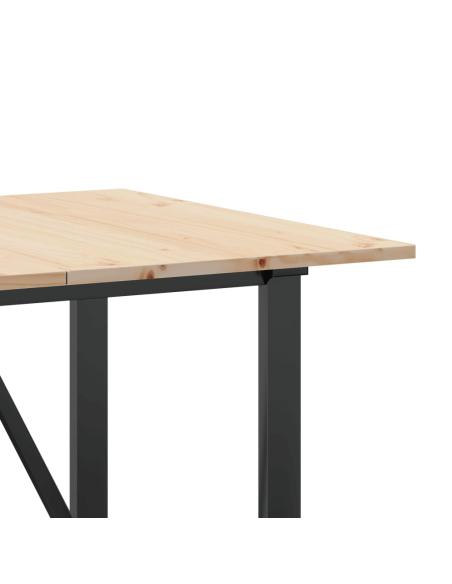 Table à manger Style Industriel cadre en O en bois de pin massif & fonte 140 x 80 x 75 cm {attributes}
